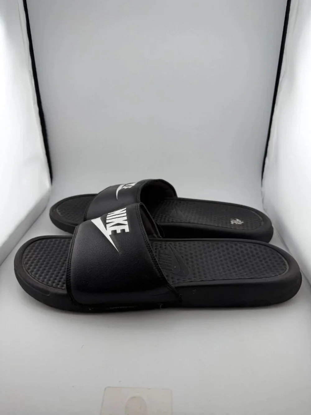 Nike Benassi JDI Mens Classic Slides Black White Logo Swoosh Size 13